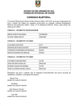 Informativo da Comissão Eleitoral
